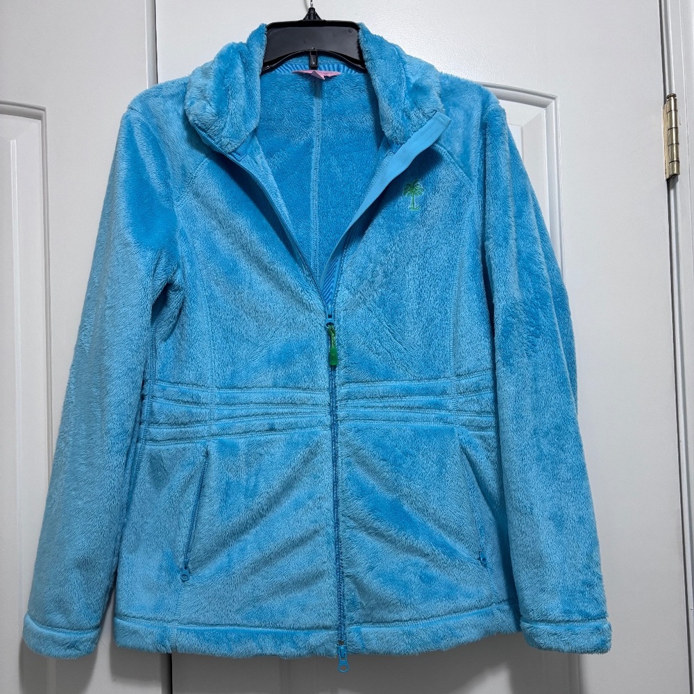Lilly Pulitzer Turquoise Maddie Fleece Zip Jacket in size small